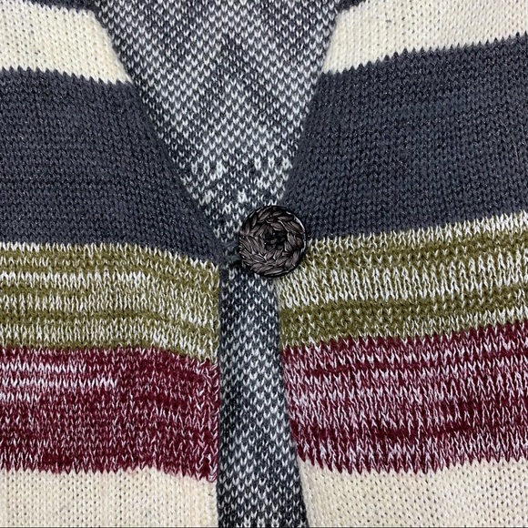 Adventura Wool Blend Striped ZigZag Single Button Cardigan Sweater Medium - Picture 3 of 9